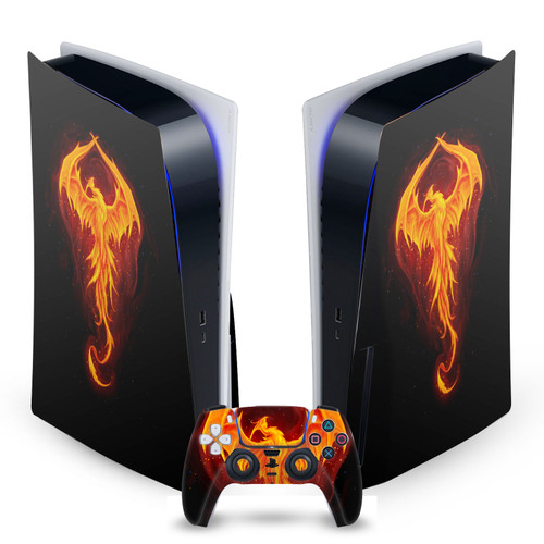Christos Karapanos Art Mix Dragon Phoenix Vinyl Sticker Skin Decal Cover for Sony PS5 Disc Edition Bundle