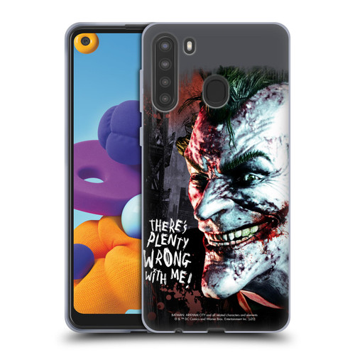 Batman Arkham City Graphics Joker Wrong With Me Soft Gel Case for Samsung Galaxy A21 (2020)