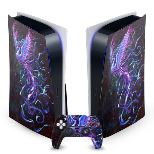 Christos Karapanos Art Mix Phoenix Vinyl Sticker Skin Decal Cover for Sony PS5 Disc Edition Bundle
