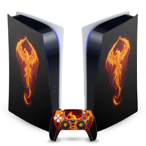Christos Karapanos Art Mix Dragon Phoenix Vinyl Sticker Skin Decal Cover for Sony PS5 Digital Edition Bundle