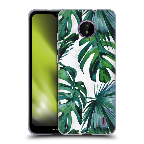 Nature Magick Tropical Palm Leaves On Marble Green Tropics Soft Gel Case for Nokia C10 / C20
