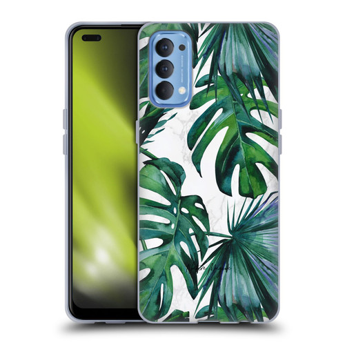 Nature Magick Tropical Palm Leaves On Marble Green Tropics Soft Gel Case for OPPO Reno 4 5G