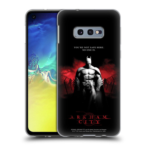 Batman Arkham City Graphics Batman Not Safe Here Soft Gel Case for Samsung Galaxy S10e