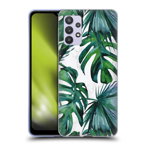 Nature Magick Tropical Palm Leaves On Marble Green Tropics Soft Gel Case for Samsung Galaxy A32 5G / M32 5G (2021)