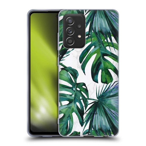 Nature Magick Tropical Palm Leaves On Marble Green Tropics Soft Gel Case for Samsung Galaxy A52 / A52s / 5G (2021)