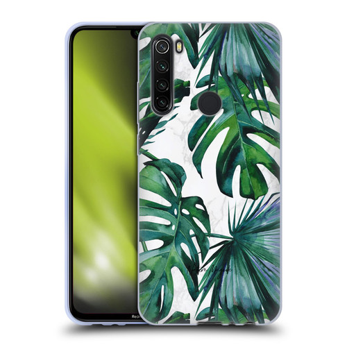 Nature Magick Tropical Palm Leaves On Marble Green Tropics Soft Gel Case for Xiaomi Redmi Note 8T