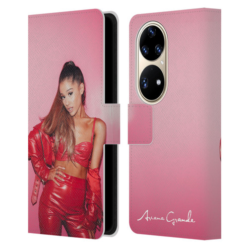 Ariana Grande Dangerous Woman Red Leather Leather Book Wallet Case Cover For Huawei P50 Pro