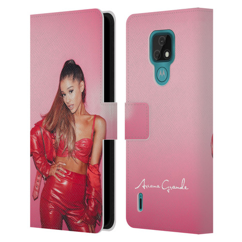 Ariana Grande Dangerous Woman Red Leather Leather Book Wallet Case Cover For Motorola Moto E7