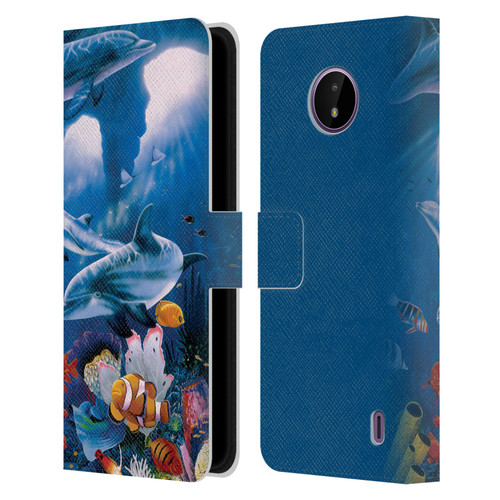 Graeme Stevenson Assorted Designs Dolphins Leather Book Wallet Case Cover For Nokia C10 / C20