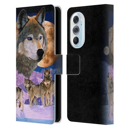 Graeme Stevenson Assorted Designs Wolves Leather Book Wallet Case Cover For Motorola Edge X30