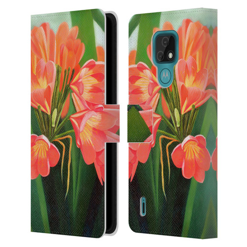 Graeme Stevenson Assorted Designs Flowers 2 Leather Book Wallet Case Cover For Motorola Moto E7