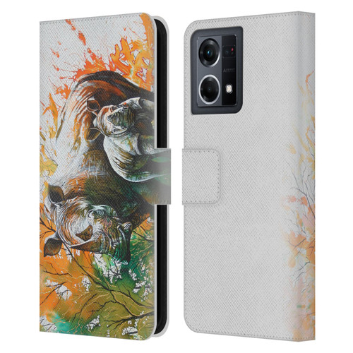 Graeme Stevenson Assorted Designs Rhino Leather Book Wallet Case Cover For OPPO Reno8 4G