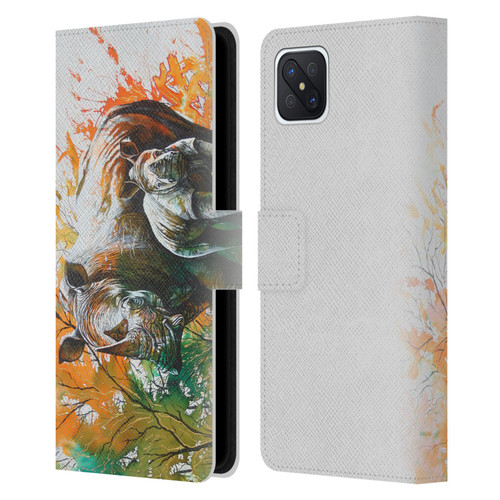 Graeme Stevenson Assorted Designs Rhino Leather Book Wallet Case Cover For OPPO Reno4 Z 5G