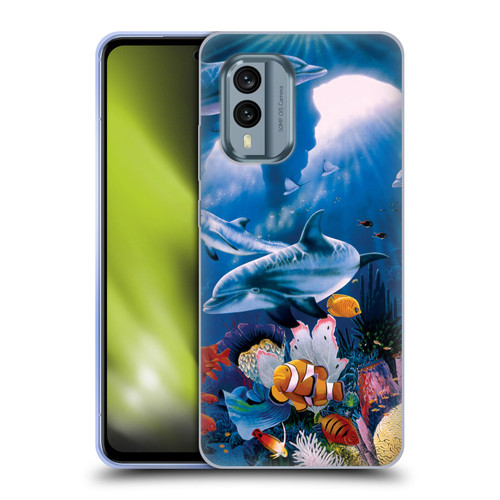 Graeme Stevenson Assorted Designs Dolphins Soft Gel Case for Nokia X30