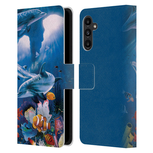 Graeme Stevenson Assorted Designs Dolphins Leather Book Wallet Case Cover For Samsung Galaxy A13 5G (2021)