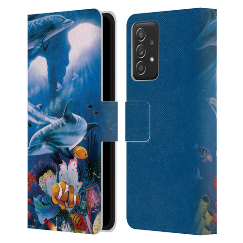 Graeme Stevenson Assorted Designs Dolphins Leather Book Wallet Case Cover For Samsung Galaxy A53 5G (2022)