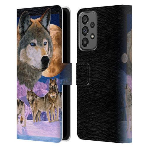 Graeme Stevenson Assorted Designs Wolves Leather Book Wallet Case Cover For Samsung Galaxy A73 5G (2022)