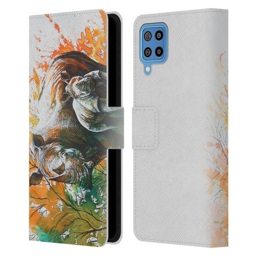 Graeme Stevenson Assorted Designs Rhino Leather Book Wallet Case Cover For Samsung Galaxy F22 (2021)