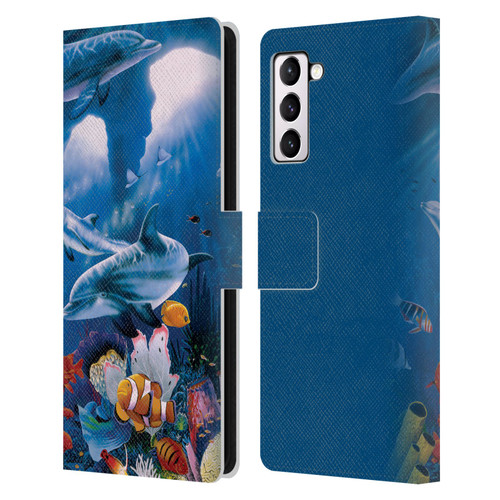 Graeme Stevenson Assorted Designs Dolphins Leather Book Wallet Case Cover For Samsung Galaxy S21+ 5G