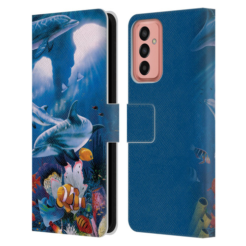 Graeme Stevenson Assorted Designs Dolphins Leather Book Wallet Case Cover For Samsung Galaxy M13 (2022)