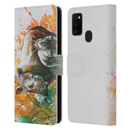 Graeme Stevenson Assorted Designs Rhino Leather Book Wallet Case Cover For Samsung Galaxy M30s (2019)/M21 (2020)