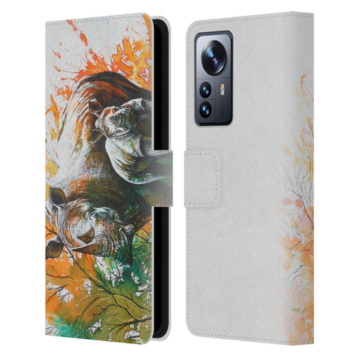 Graeme Stevenson Assorted Designs Rhino Leather Book Wallet Case Cover For Xiaomi 12 Pro