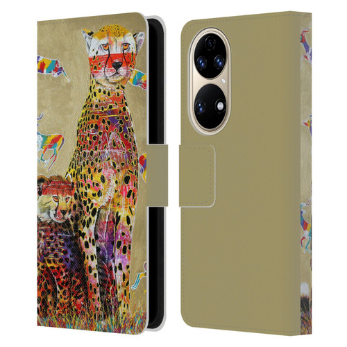 Graeme Stevenson Colourful Wildlife Cheetah Leather Book Wallet Case Cover For Huawei P50