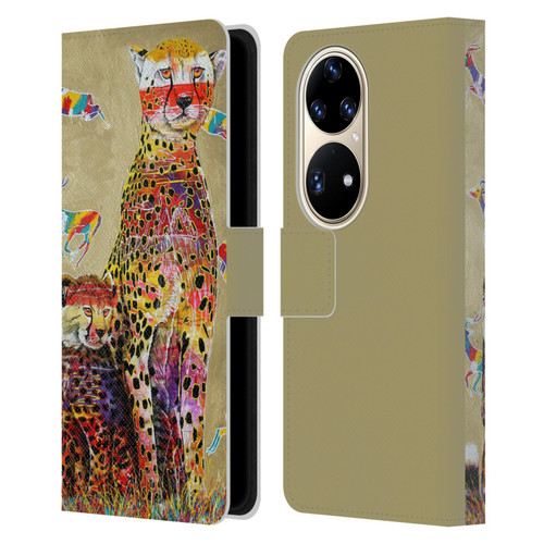 Graeme Stevenson Colourful Wildlife Cheetah Leather Book Wallet Case Cover For Huawei P50 Pro