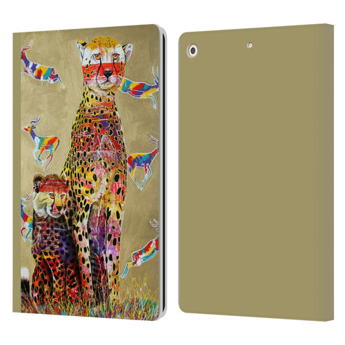Graeme Stevenson Colourful Wildlife Cheetah Leather Book Wallet Case Cover For Apple iPad 10.2 2019/2020/2021