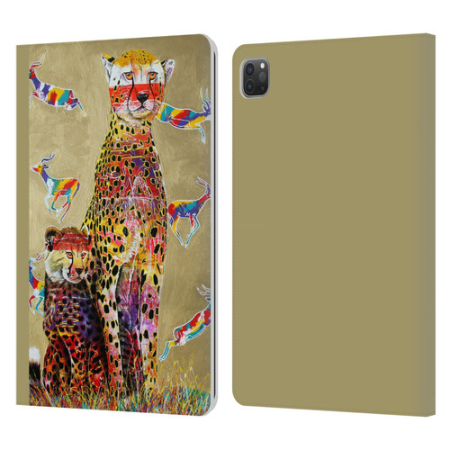 Graeme Stevenson Colourful Wildlife Cheetah Leather Book Wallet Case Cover For Apple iPad Pro 11 2020 / 2021 / 2022