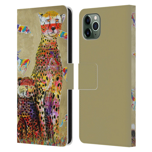 Graeme Stevenson Colourful Wildlife Cheetah Leather Book Wallet Case Cover For Apple iPhone 11 Pro Max