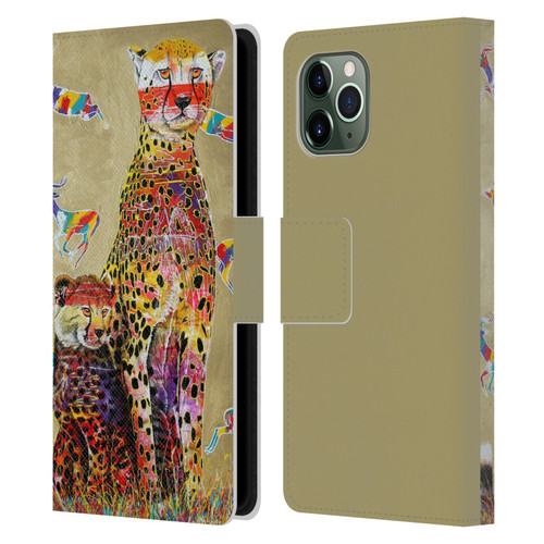 Graeme Stevenson Colourful Wildlife Cheetah Leather Book Wallet Case Cover For Apple iPhone 11 Pro