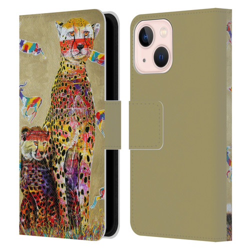 Graeme Stevenson Colourful Wildlife Cheetah Leather Book Wallet Case Cover For Apple iPhone 13 Mini