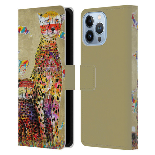 Graeme Stevenson Colourful Wildlife Cheetah Leather Book Wallet Case Cover For Apple iPhone 13 Pro Max