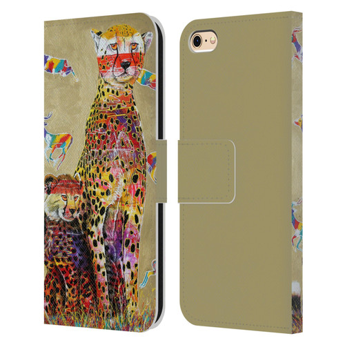 Graeme Stevenson Colourful Wildlife Cheetah Leather Book Wallet Case Cover For Apple iPhone 6 / iPhone 6s