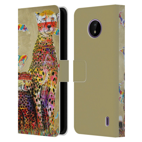 Graeme Stevenson Colourful Wildlife Cheetah Leather Book Wallet Case Cover For Nokia C10 / C20