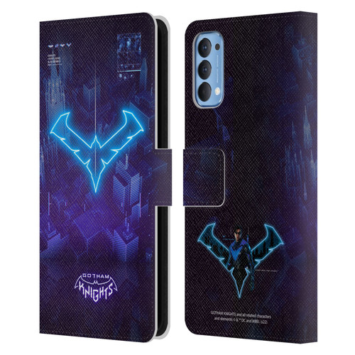 Gotham Knights Character Art Nightwing Leather Book Wallet Case Cover For OPPO Reno 4 5G