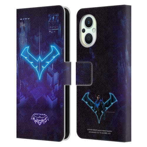 Gotham Knights Character Art Nightwing Leather Book Wallet Case Cover For OPPO Reno8 Lite