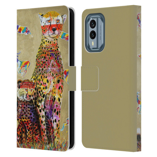 Graeme Stevenson Colourful Wildlife Cheetah Leather Book Wallet Case Cover For Nokia X30