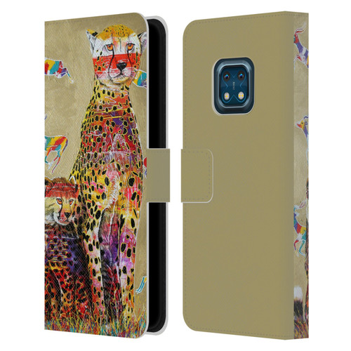 Graeme Stevenson Colourful Wildlife Cheetah Leather Book Wallet Case Cover For Nokia XR20