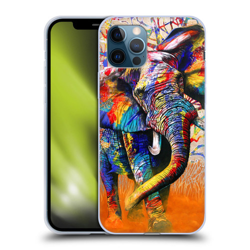 Graeme Stevenson Colourful Wildlife Elephant 4 Soft Gel Case for Apple iPhone 12 / iPhone 12 Pro