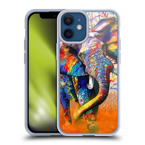 Graeme Stevenson Colourful Wildlife Elephant 4 Soft Gel Case for Apple iPhone 12 Mini