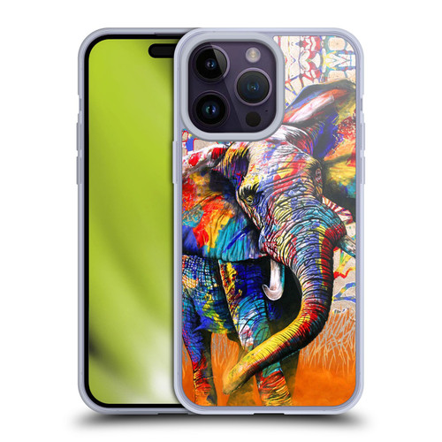 Graeme Stevenson Colourful Wildlife Elephant 4 Soft Gel Case for Apple iPhone 14 Pro Max