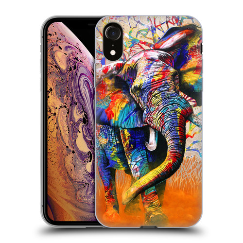 Graeme Stevenson Colourful Wildlife Elephant 4 Soft Gel Case for Apple iPhone XR