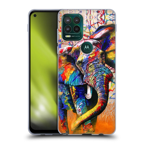 Graeme Stevenson Colourful Wildlife Elephant 4 Soft Gel Case for Motorola Moto G Stylus 5G 2021