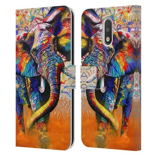 Graeme Stevenson Colourful Wildlife Elephant 4 Leather Book Wallet Case Cover For Motorola Moto G41