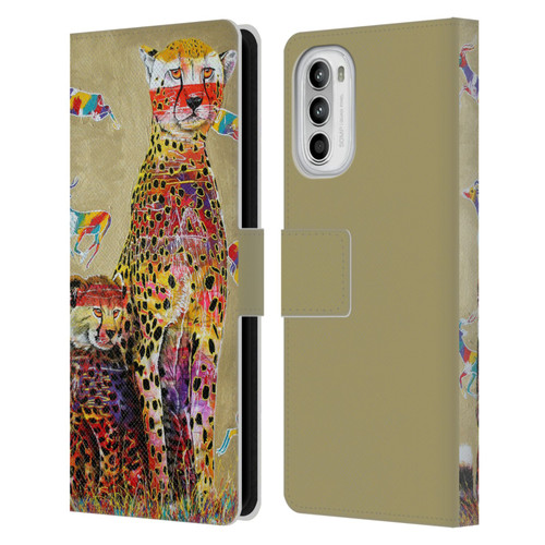 Graeme Stevenson Colourful Wildlife Cheetah Leather Book Wallet Case Cover For Motorola Moto G52