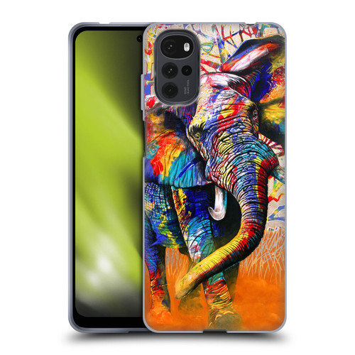 Graeme Stevenson Colourful Wildlife Elephant 4 Soft Gel Case for Motorola Moto G22