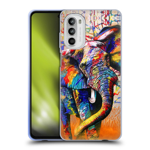 Graeme Stevenson Colourful Wildlife Elephant 4 Soft Gel Case for Motorola Moto G52