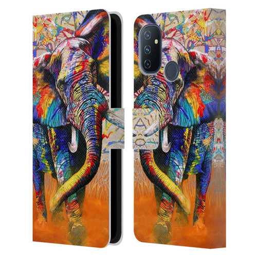 Graeme Stevenson Colourful Wildlife Elephant 4 Leather Book Wallet Case Cover For OnePlus Nord N100